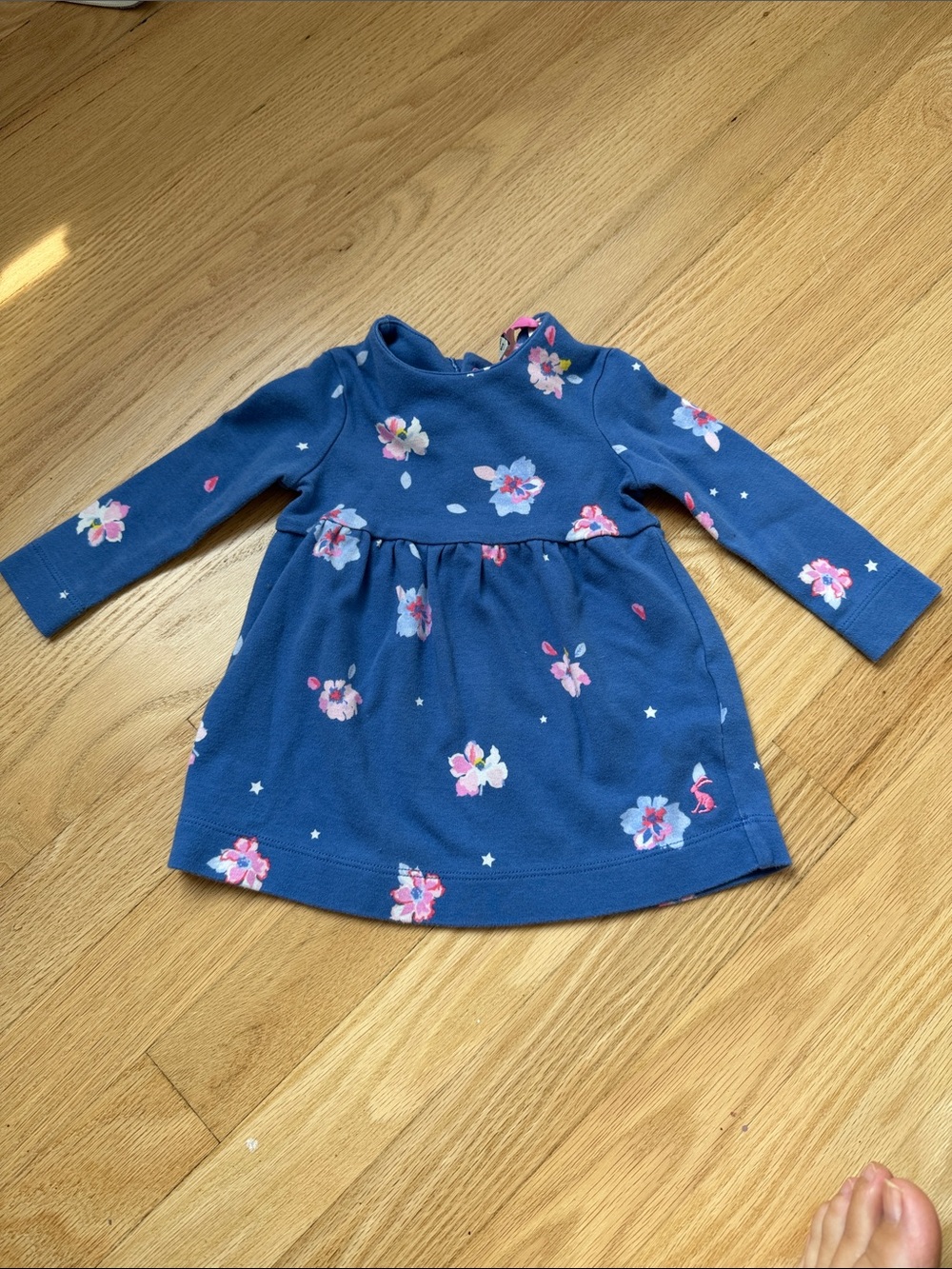 Joules blue and pink floral dress size baby girl 3-6m